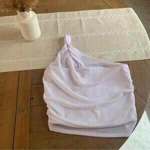Vici Sincerely Jules White Mesh One Shoulder Tank Top Size Medium Sleeveless